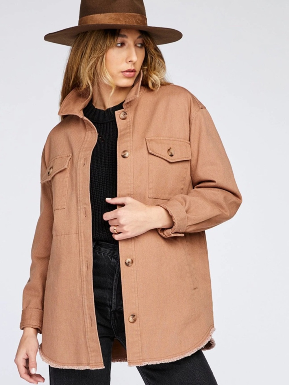 Gentle Fawn Berlin Women's Tan Dusty Pink Shacket Jacket - size Medium like new